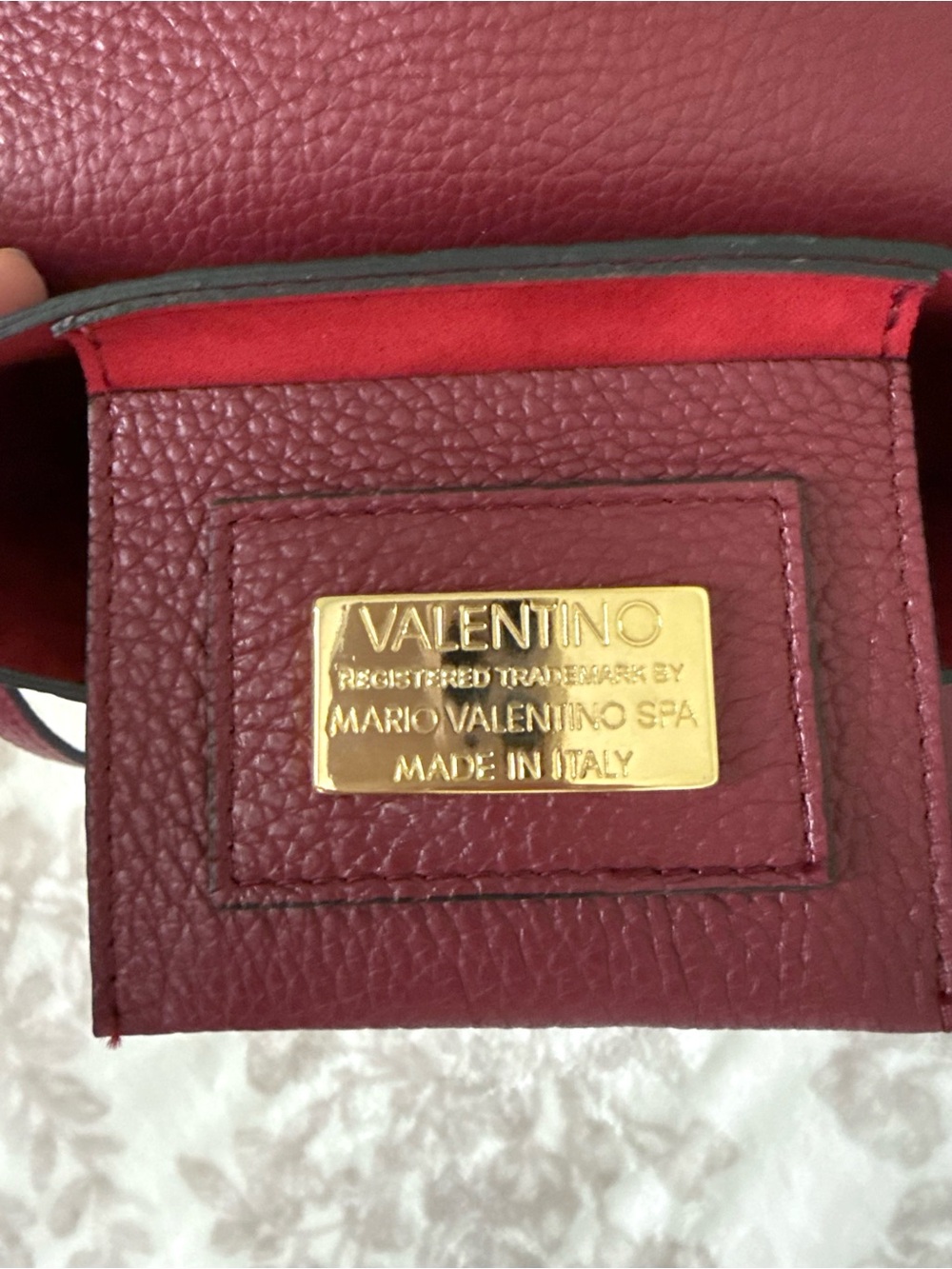 Valentino By Mario Valentino Salma Medallion Leather Crossbody in Burgundy - Picture 10 of 11
